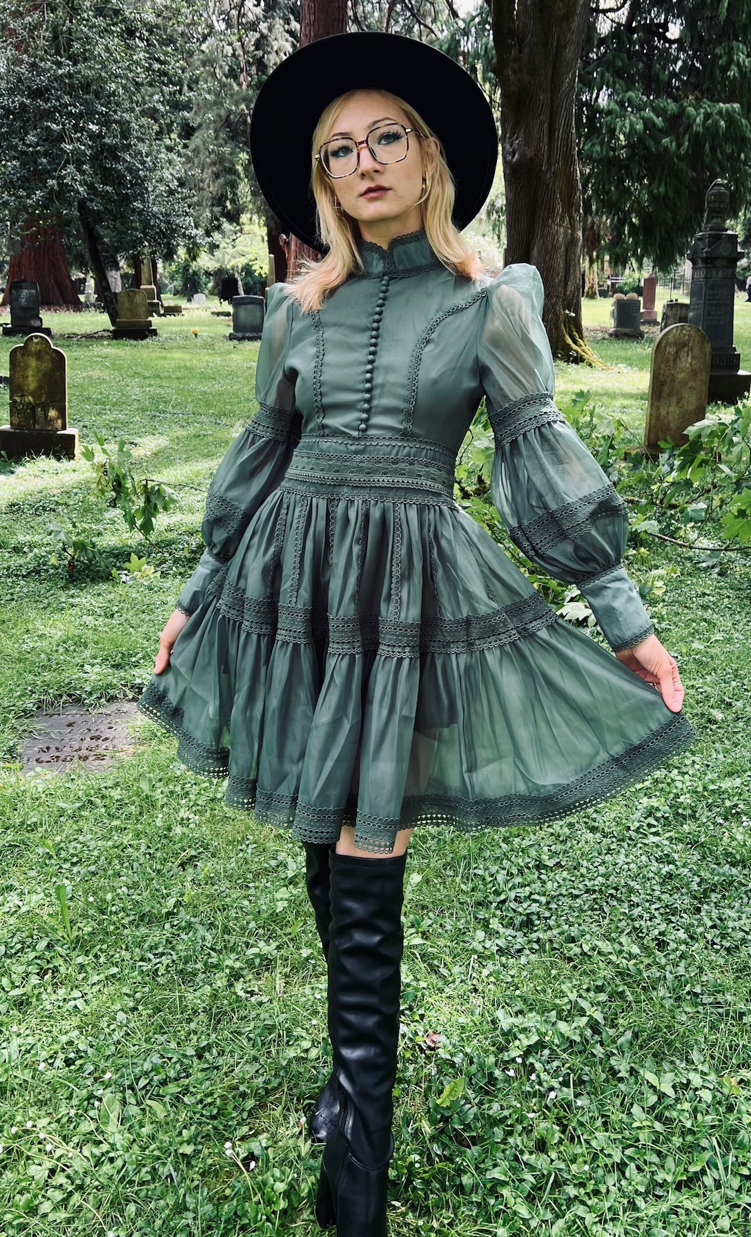 Morgana - Romantic Victorian Inspired Party Dress - SAGE - PRE-ORDER -  - 