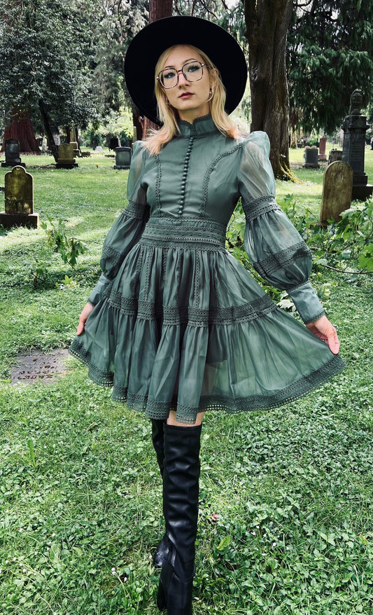Morgana - Romantic Victorian Inspired Party Dress - SAGE - PRE-ORDER -  - 