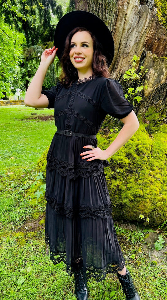Annabel - Romantic Cottage Goth Tiered Dress - PRE-ORDER -  - 