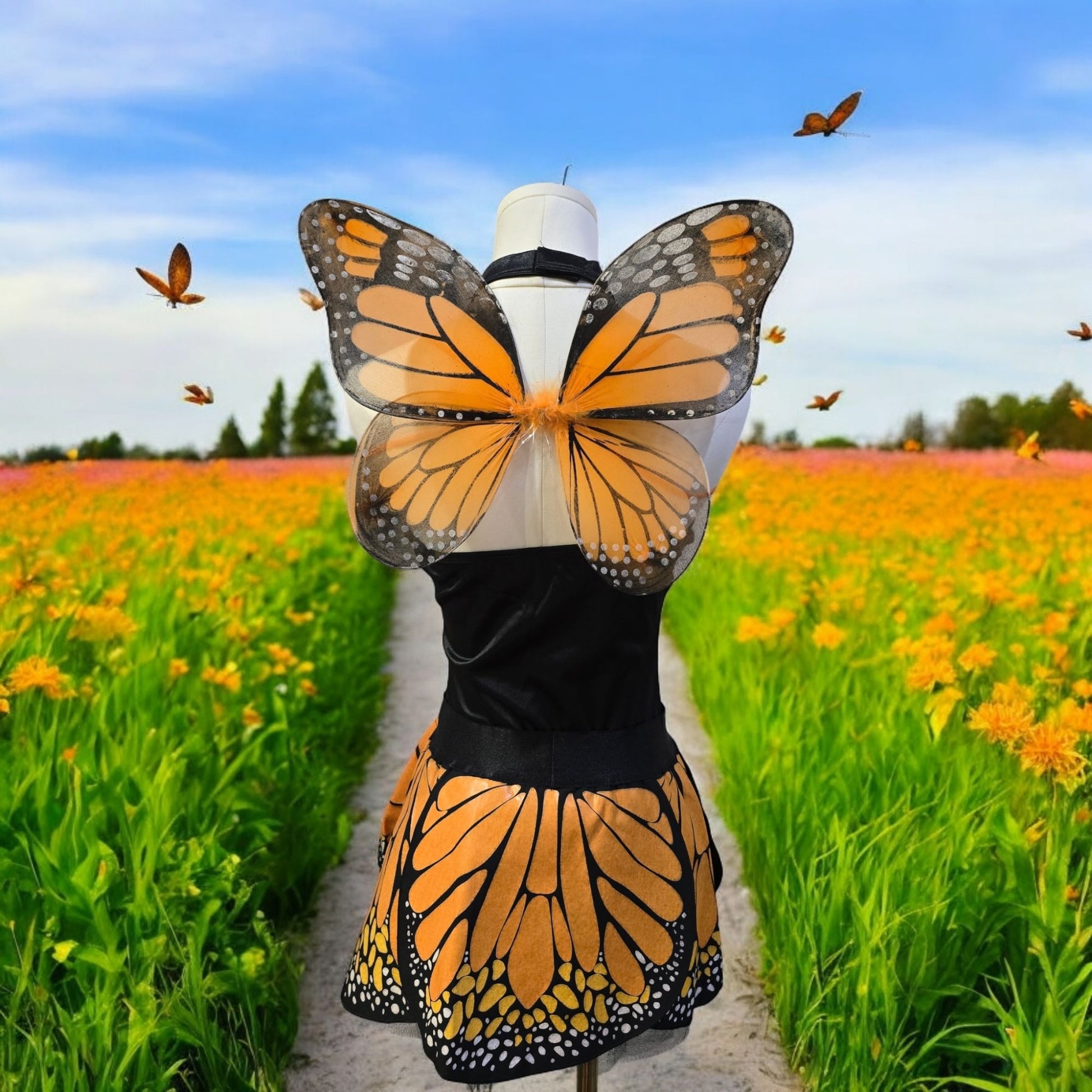 Butterfly Wings Costume Black Orange Adult -  - Costumes