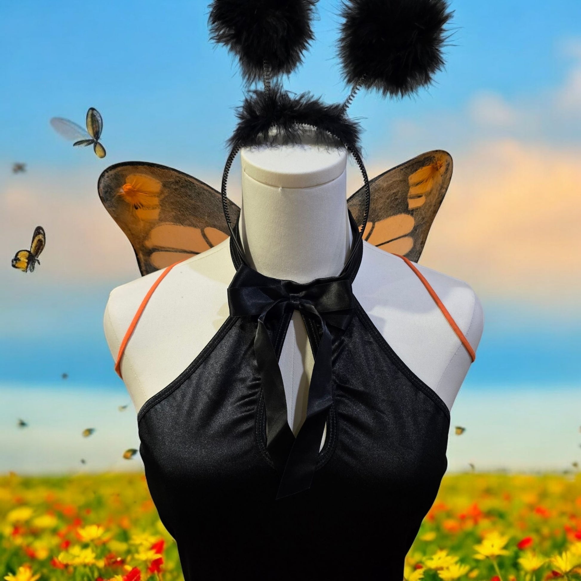 Butterfly Wings Costume Black Orange Adult -  - Costumes