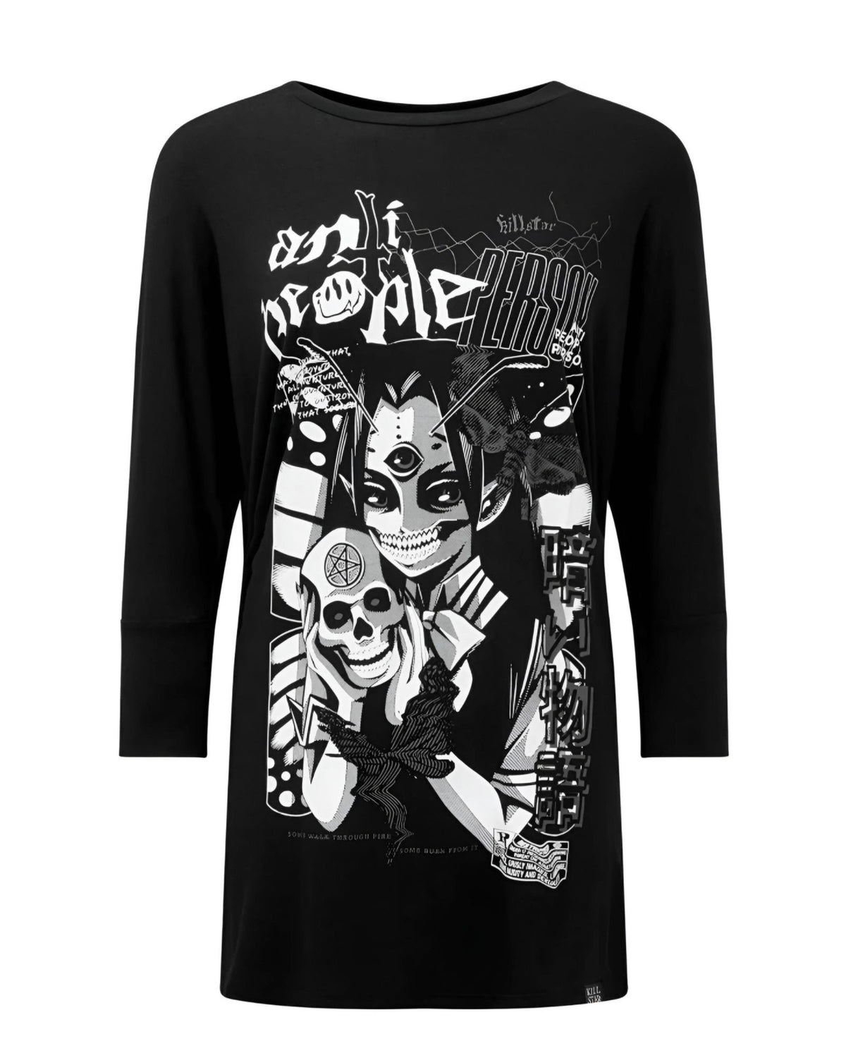 Killstar No Fairytale Anti People Anime Skull Manga 3/4 Sleeve Tunic Dress