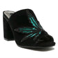 Women's Open Toe Black Velvet Mary Jane Block Heel Mules - Iron Fist - Heels