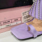 Ebony Purple Vegan Leather Chunky Heels with Rhinestone Fringe
