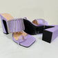 Ebony Purple Vegan Leather Chunky Heels with Rhinestone Fringe