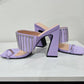 Ebony Purple Vegan Leather Chunky Heels with Rhinestone Fringe
