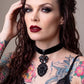 Killstar Sorrows Choker Velvet Band Black Skull Cameo Bow Gothic Necklace