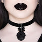 Killstar Sorrows Choker Velvet Band Black Skull Cameo Bow Gothic Necklace