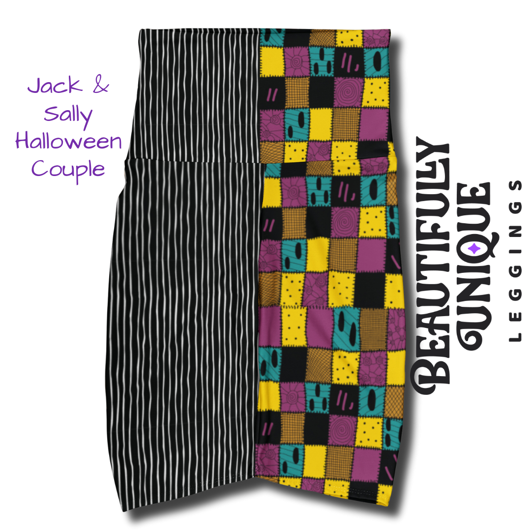 Jack & Sally Halloween Couple (Unique Exclusive) Pocket Biker Shorts - High-quality Handcrafted Vibrant Bike Shorts -  - Shorts