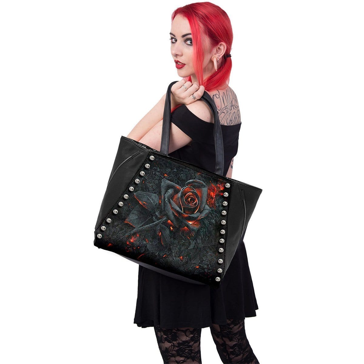 BURNT ROSE - Tote Bag - PU Leather Studded -  - Bags