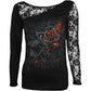 BURNT ROSE - Lace One Shoulder Top Black -  - Tops - Long Sleeve