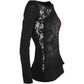 BURNT ROSE - Lace One Shoulder Top Black -  - Tops - Long Sleeve