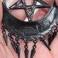 Title: Killstar Ancestral Night Matte Black Pentagram Crescent Fringe Hoop Earrings