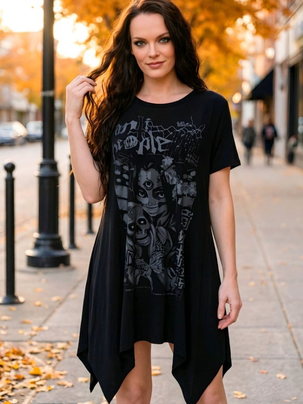 Killstar No Fairytale Anti People Anime Skull Hanky Hem Tunic Dress Black XL
