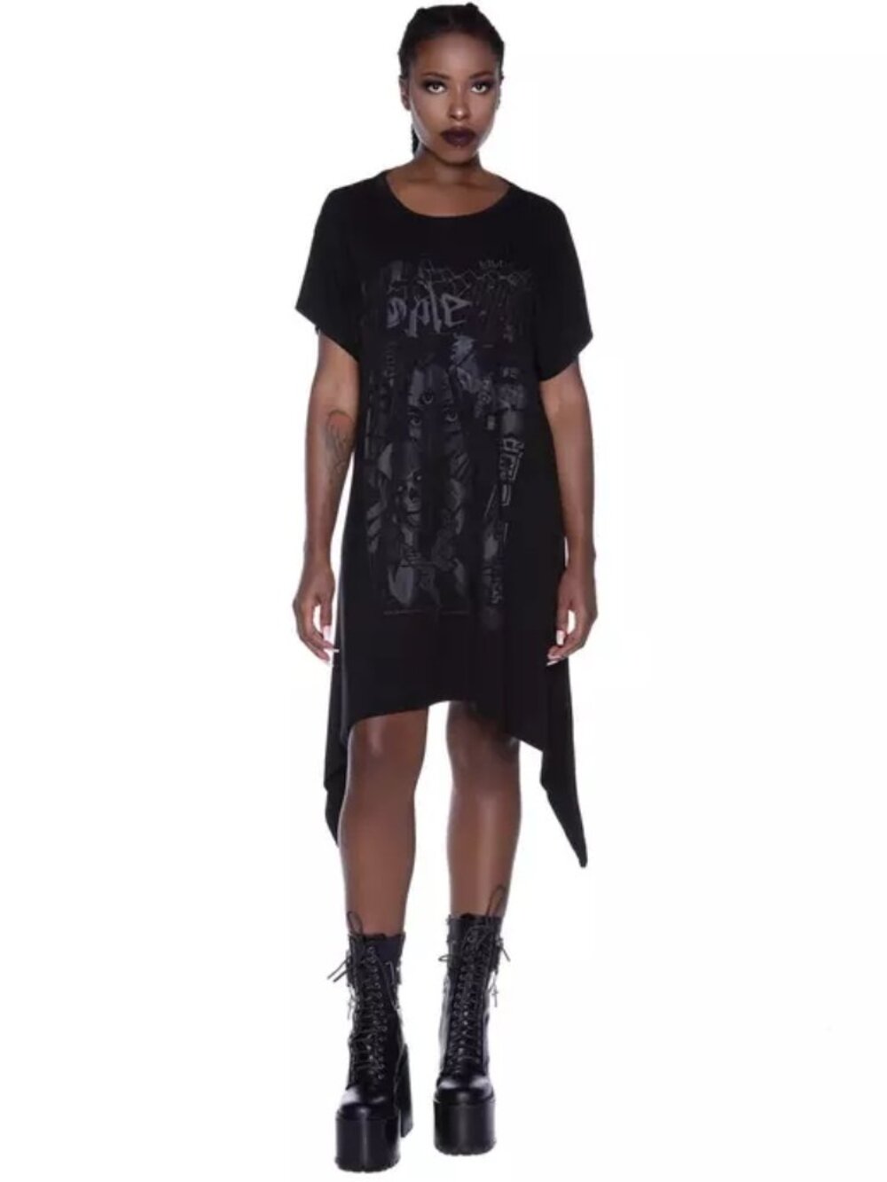 Killstar No Fairytale Anti People Anime Skull Hanky Hem Tunic Dress Black XL