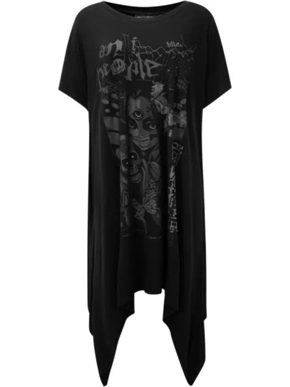 Killstar No Fairytale Anti People Anime Skull Hanky Hem Tunic Dress Black XL