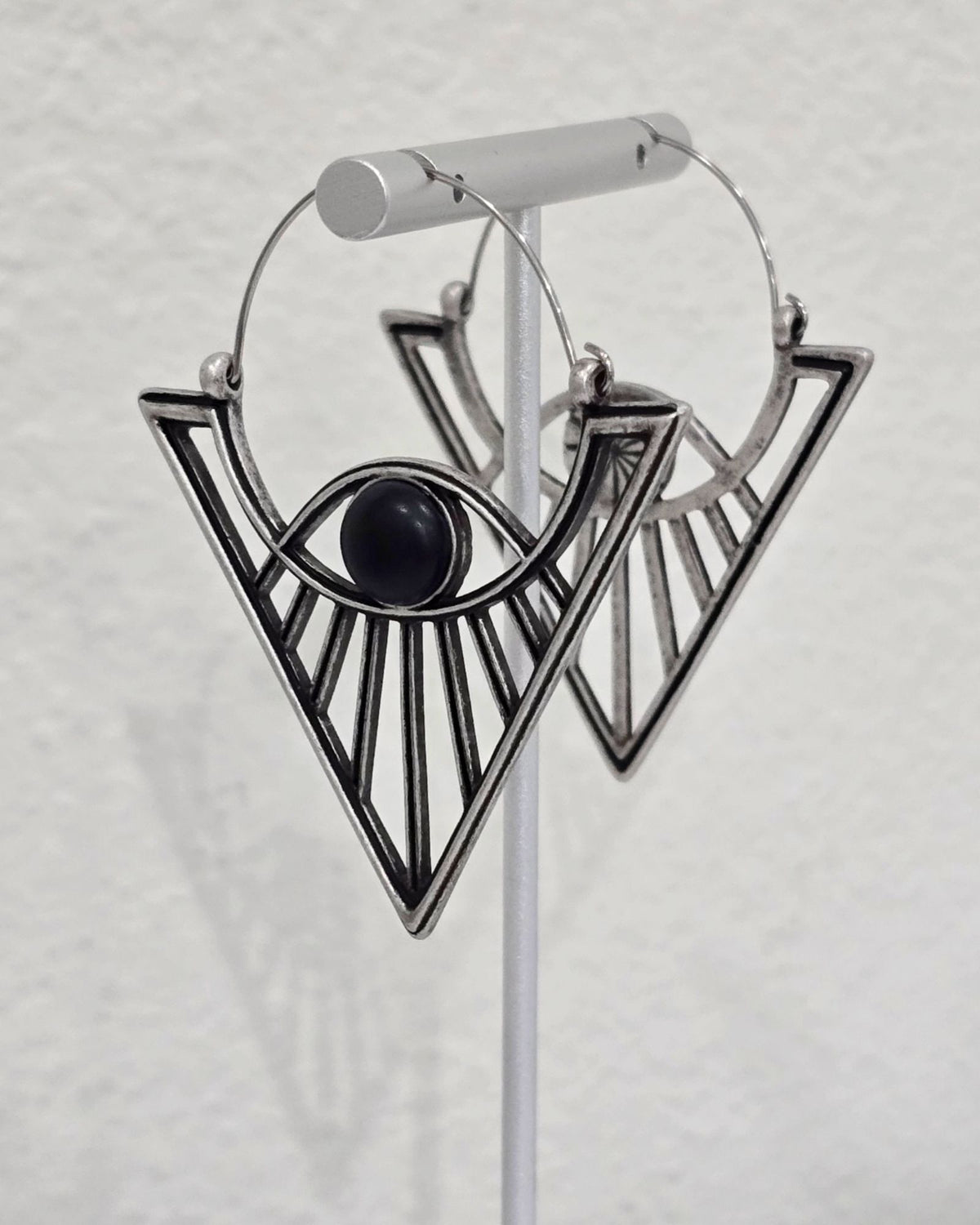 Killstar Eye See Silver Geometric Gothic Sunburst Third Eye Hoop Earrings
