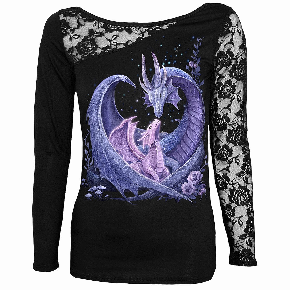 MATERNAL INSTINCTS - Lace One Shoulder Top Black -  - Tops - Long Sleeve