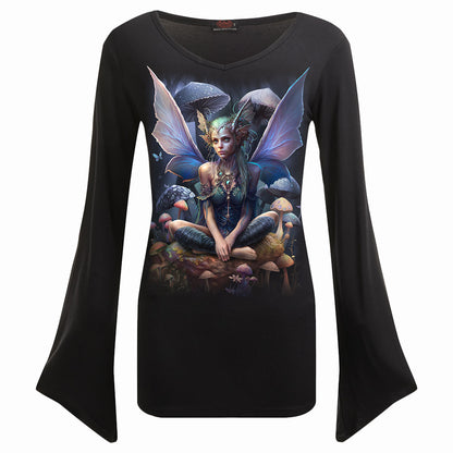 MAGICAL - V Neck Goth Sleeve Top Black -  - Tops - Long Sleeve
