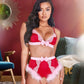 2pc Lace & Satin Marabou Bra Set -  - lingerie
