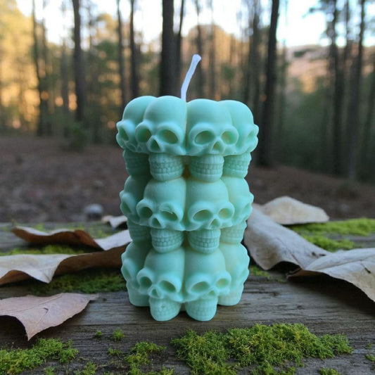 Handmade ✦ Stacked Skull Candle ✦ Vanilla Oatmeal Raisin Soy Wax Gothic Decor