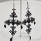 Killstar Crossed Desire Earrings Gothic Baroque Cross Black Chandelier Hangers