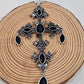 Killstar Crossed Desire Earrings Gothic Baroque Cross Black Chandelier Hangers
