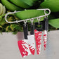 Artisan Bloody Knife Charms Safety Pin Brooch Horror Splatter Kilt Pin