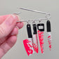 Artisan Bloody Knife Charms Safety Pin Brooch Horror Splatter Kilt Pin