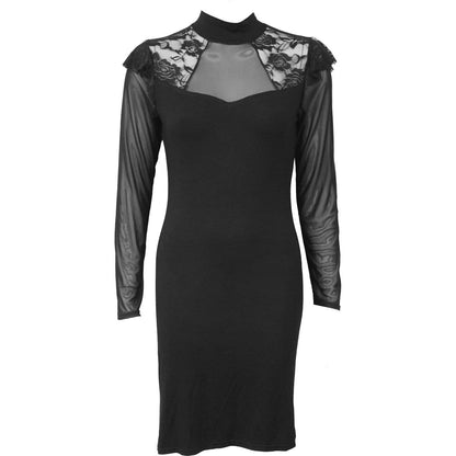GOTHIC ELEGANCE Lace Shoulder Corset Dress - Gothic Corset Dress