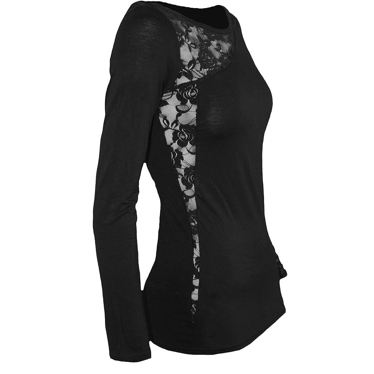 GOTHIC ELEGANCE - Lace One Shoulder Top Black -  - Tops - Long Sleeve