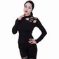 Gothic Elegance Pentagram Shoulder Longsleeve Top - Witchy Fashion - Alternative Clothing -  - Tops - Long Sleeve