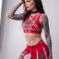 Trickz N Treatz Satans Cheerleader Devils 666 Crop Top Pleated Mini Skirt Set M