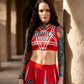Trickz N Treatz Satans Cheerleader Devils 666 Crop Top Pleated Mini Skirt Set M