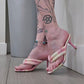 Pastel Tie-Dye Knotted Strap Heeled Sandals with Square Toe