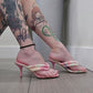 Pastel Tie-Dye Knotted Strap Heeled Sandals with Square Toe