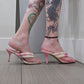 Pastel Tie-Dye Knotted Strap Heeled Sandals with Square Toe