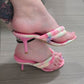Pastel Tie-Dye Knotted Strap Heeled Sandals with Square Toe