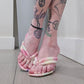 Pastel Tie-Dye Knotted Strap Heeled Sandals with Square Toe