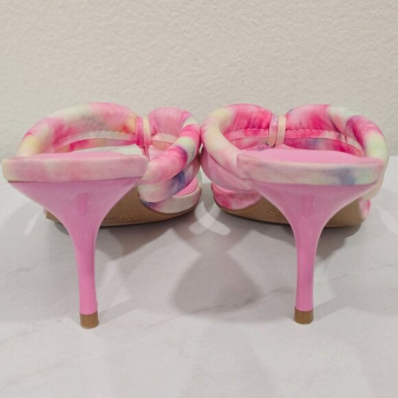 Pastel Tie-Dye Knotted Strap Heeled Sandals with Square Toe
