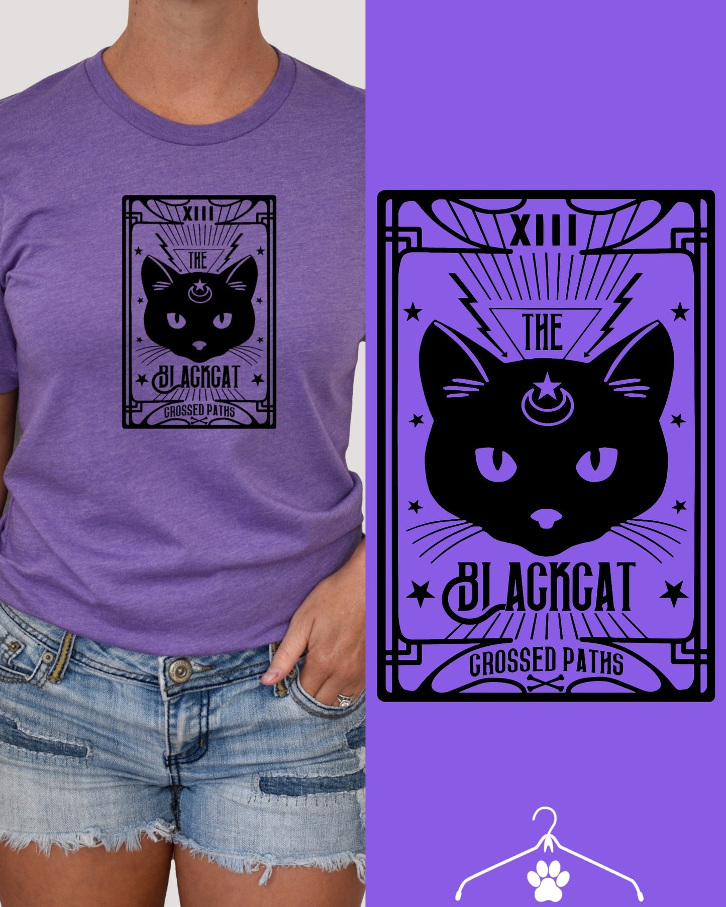 Black Cat Tarot Card Tee - Unisex Shirt -  - Shirts