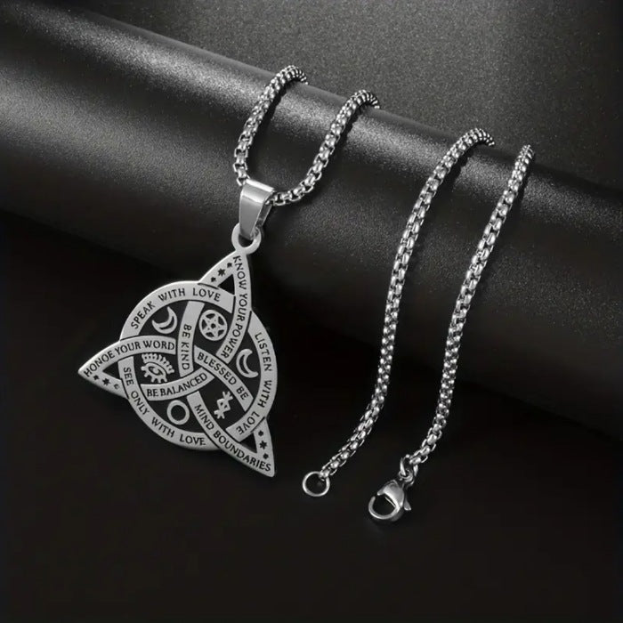 Celtic Knot Necklace | Stainless Steel Witchy Symbols Silver Black - A Gothic Universe - Pendants