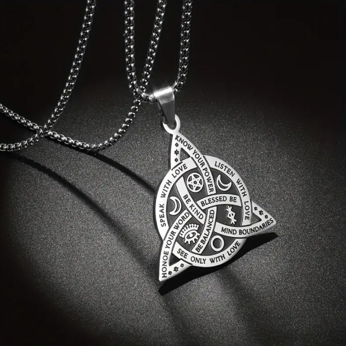 Celtic Knot Necklace | Stainless Steel Witchy Symbols Silver Black - A Gothic Universe - Pendants