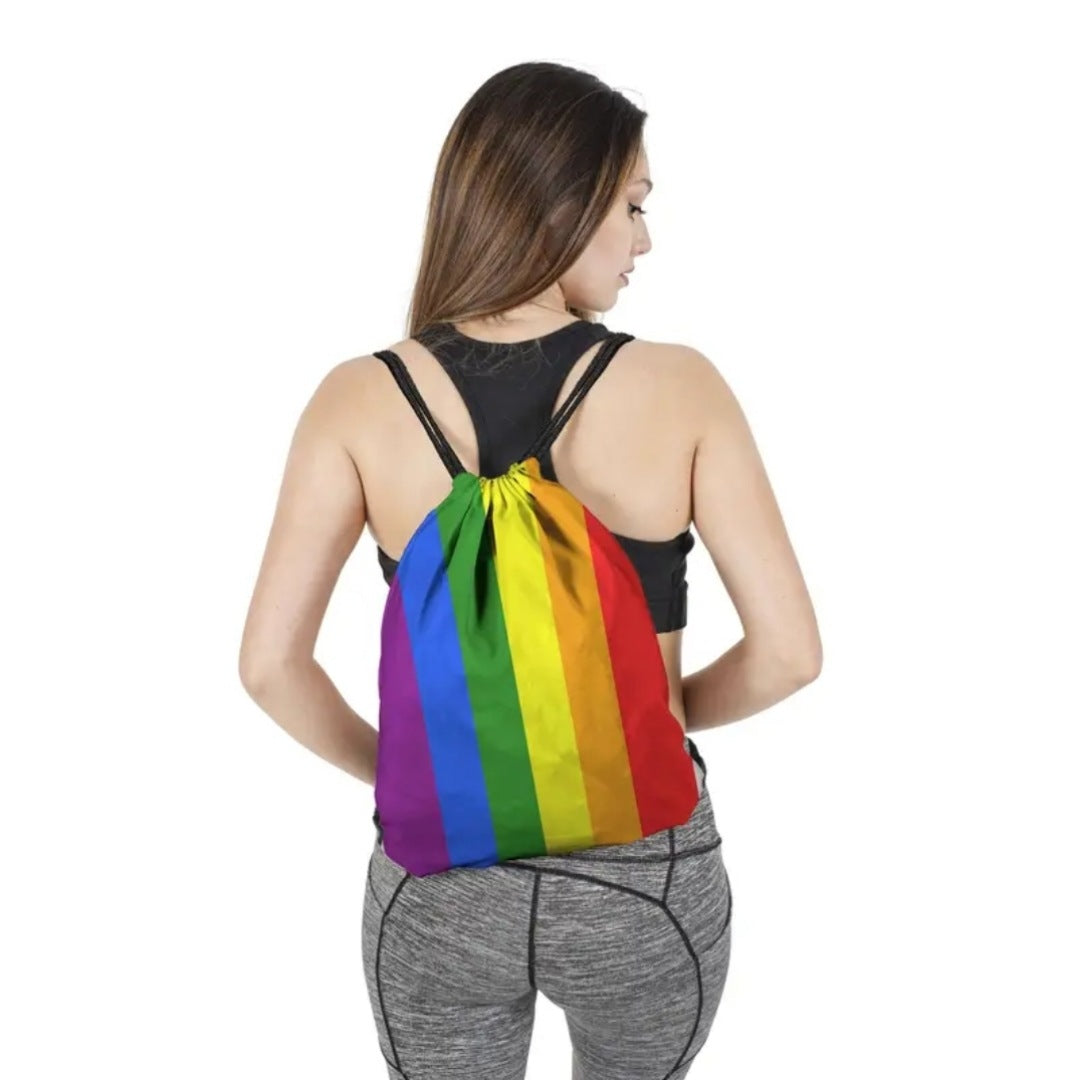 Draw String Backpack & Makeup Bag Combo | Pride Theme Rainbow Unisex Bags - A Gothic Universe - Backpacks