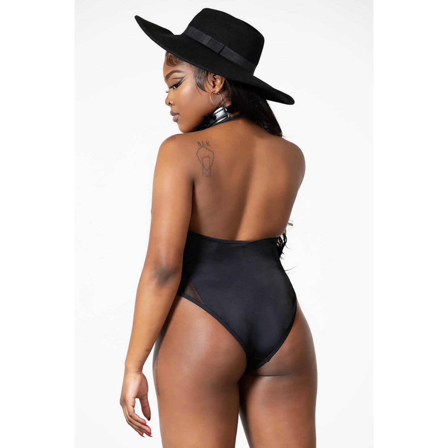 Dark Lyfe One Piece Swimsuit | Black Mesh Inserts Pentagram Detail - Killstar - Swimwear