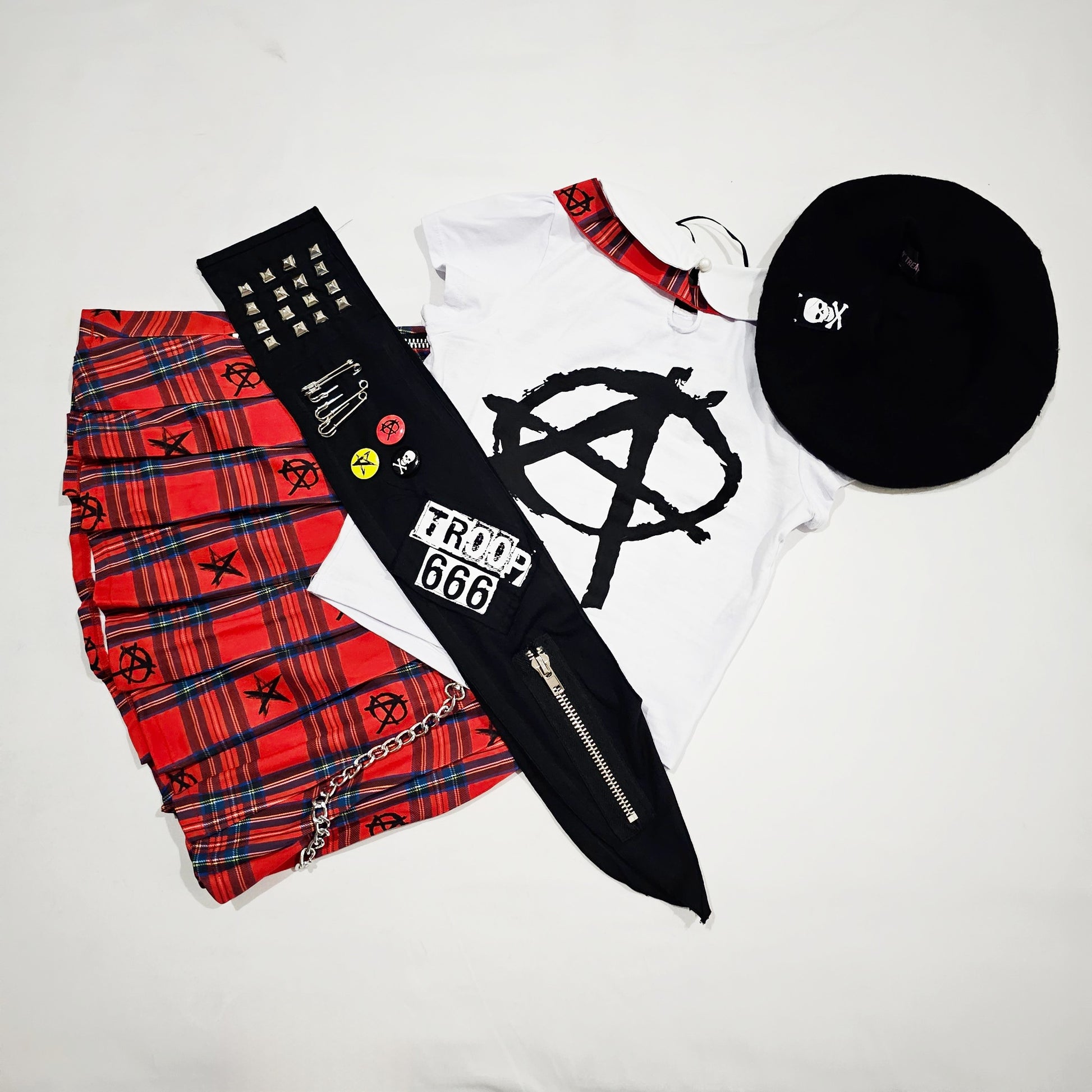 Goth Girl Scout Costume Set | Troop Revolt | Red Black White - Trickz N Treatz - Costumes
