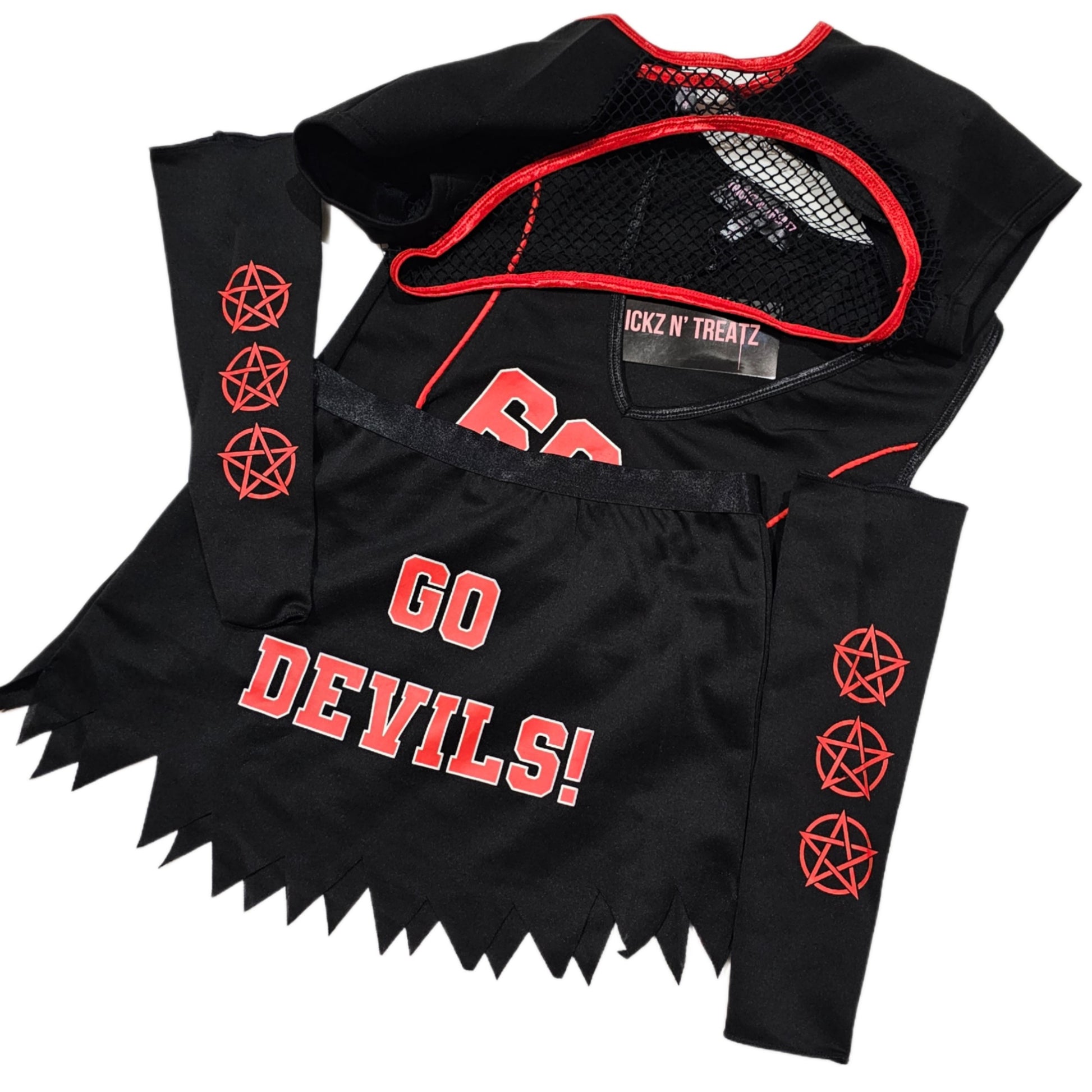 Football Costume Set | Go Devils | Red & Black Pentagram & 666 Graphic - Trickz N Treatz - Costumes