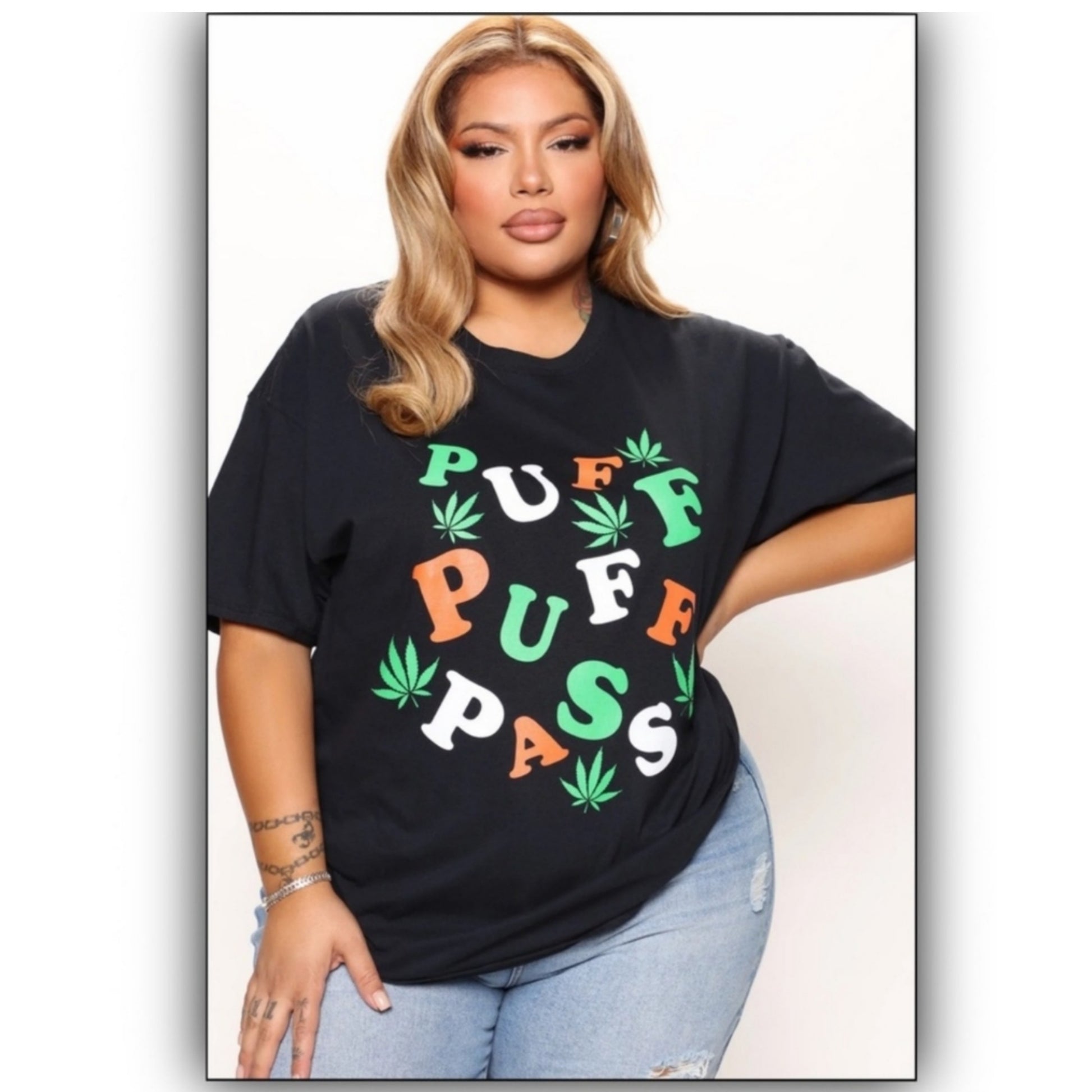 Unisex Graphic Tee | Puff Puff Pass | Print Comfy Cotton Black T-Shirt - Fashion Nova - Shirts