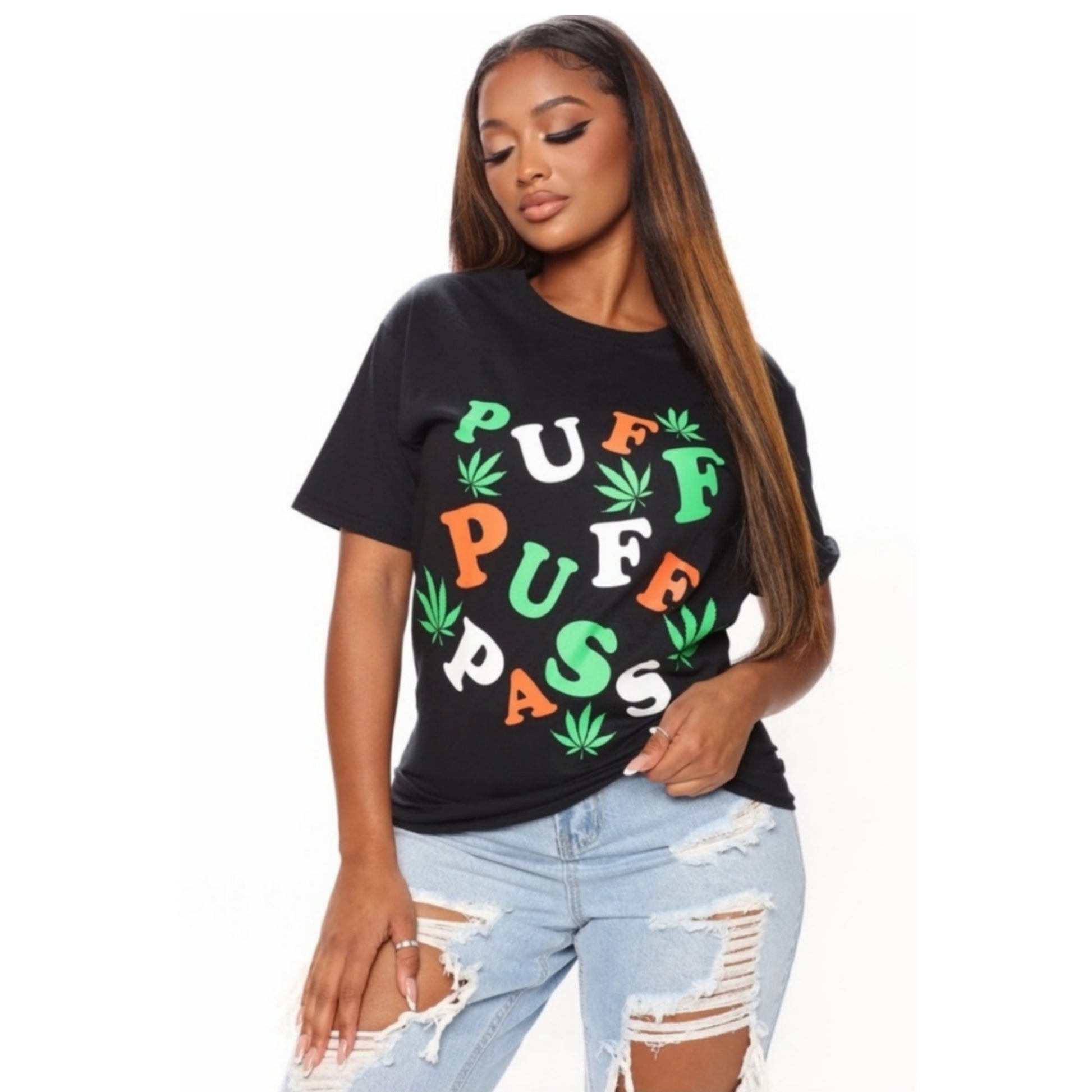 Unisex Graphic Tee | Puff Puff Pass | Print Comfy Cotton Black T-Shirt - Fashion Nova - Shirts