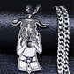 Stainless Steel Necklace | Witch Pentagram Skull Occult Gothic Black Necklace - A Gothic Universe - Necklaces